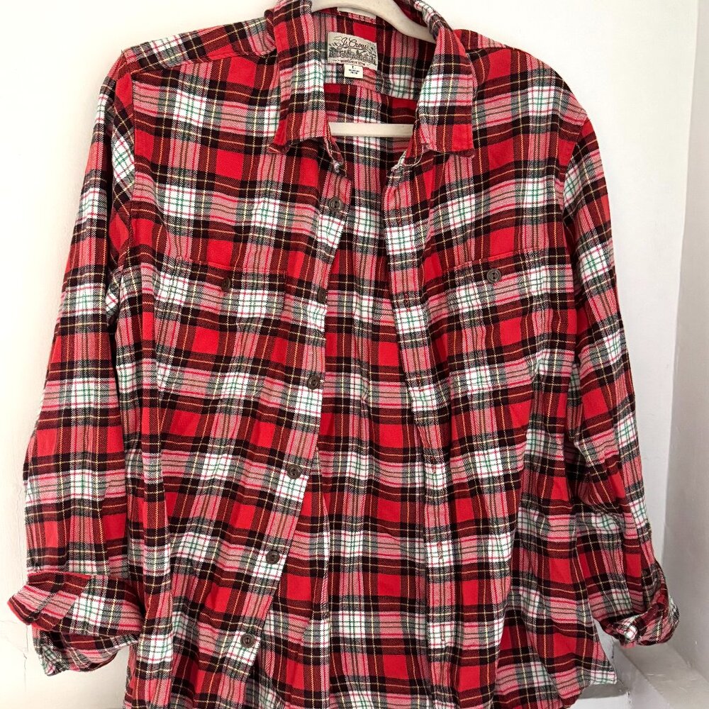 J.Crew Men's Midweight Flannel Workshirt In Regenerative Cotton, Red size L
